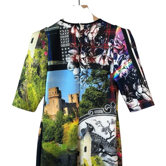 Clover Canyon Ashford Castle Dress Medium Neoprene Short Sleeve Bodycon Mini - Picture 7 of 14